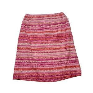 NWT TALBOTS 6 Lightweight Cotton Slightly A-Line Skirt Pink Stripe Lined E8.2